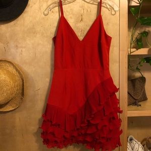 Deep V-Back Ruffle Cocktail Dress